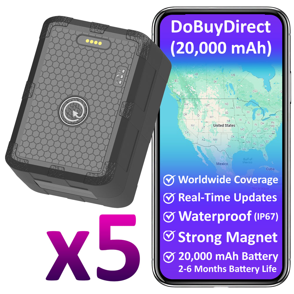 20,000 mAh x 5 + 1 Year Plan (No Monthly Fee) - Magnetic Waterproof GPS Tracker | 2 to 6 Months Battery Life