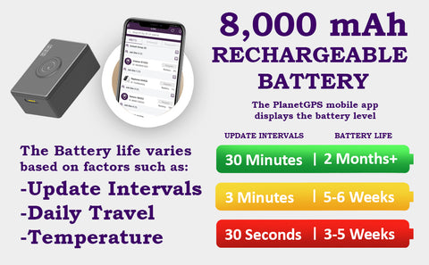 8,000 mAh + 1 Year Plan (No Monthly Fee) - Magnetic Waterproof GPS Tracker |3 to 4 Weeks Battery Life
