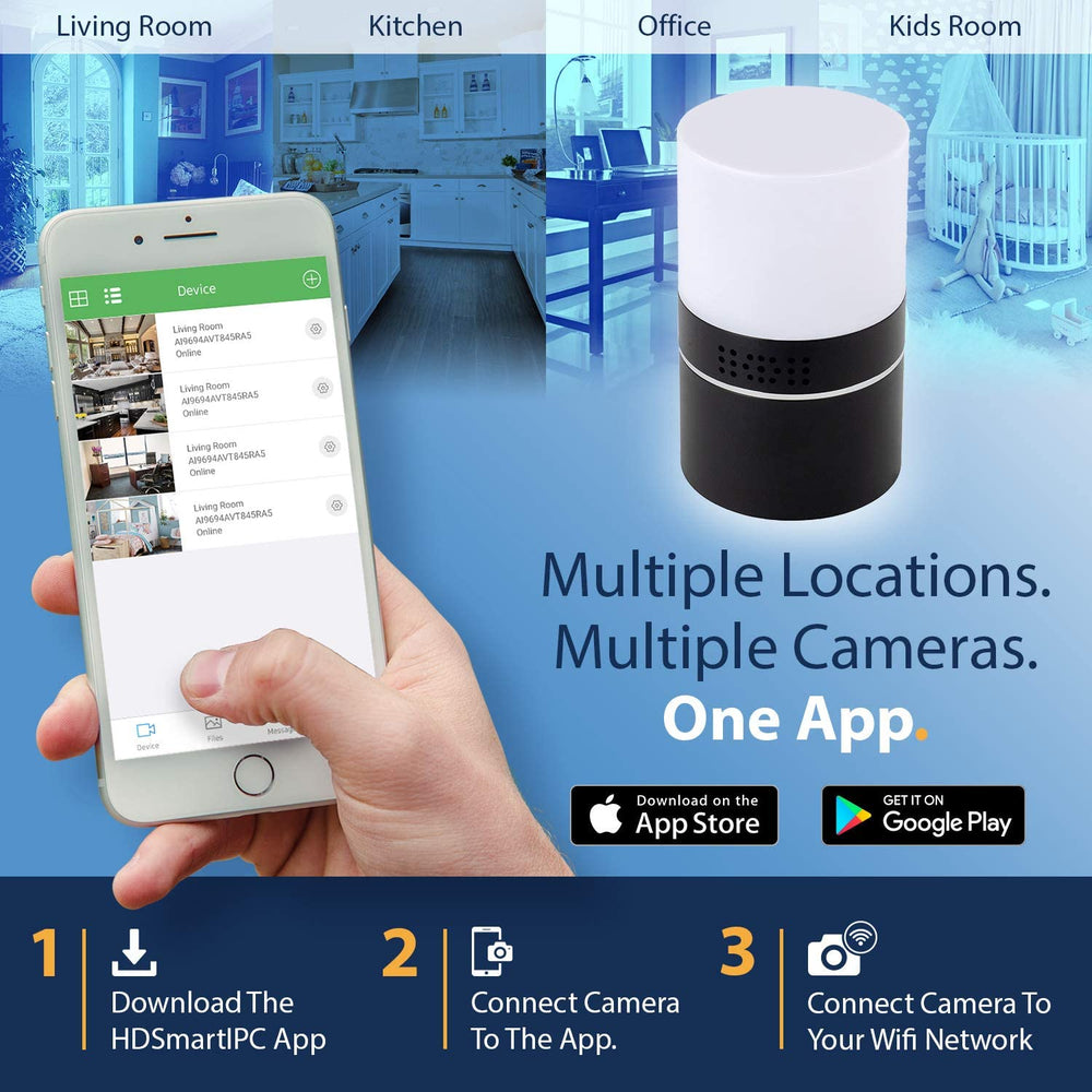 Wi-Fi Multi Color Lamp Hidden Nanny Camera IR Night Vision Motion Activated