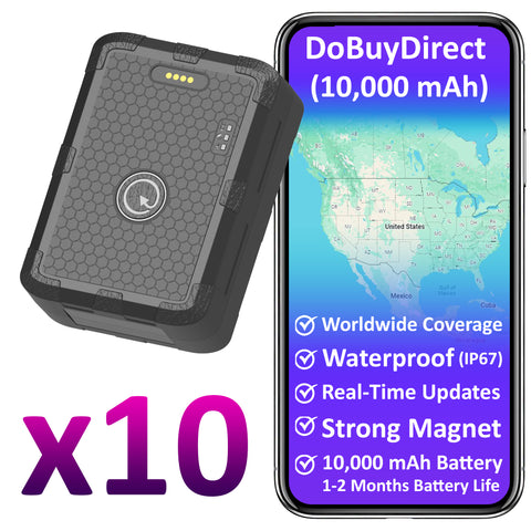 10,000 mAh x 10 + 1 Year Plan (No Monthly Fee) - Magnetic GPS Tracker | Up to 2 Months Battery Life
