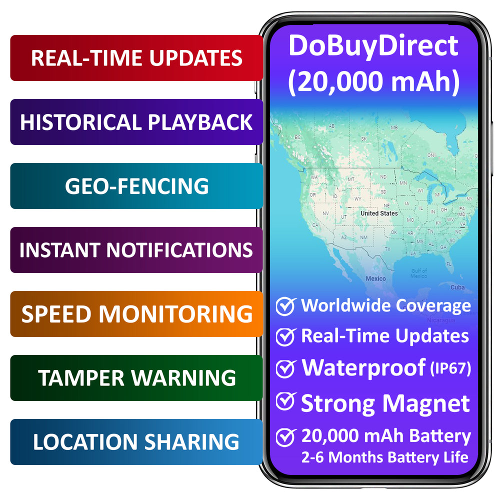 20,000 mAh x 5 + 1 Year Plan (No Monthly Fee) - Magnetic Waterproof GPS Tracker | 2 to 6 Months Battery Life