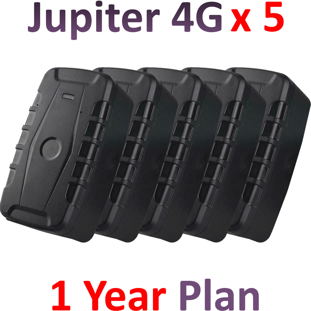 Jupiter x 5 + 1 Year Plan (No Monthly Fee) - Magnetic GPS Tracker | Up to 6 Months Battery Life