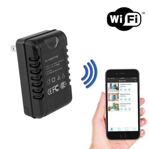 WiFi AC Adapter Hidden Camera Covert Wall Charger | Live Streaming