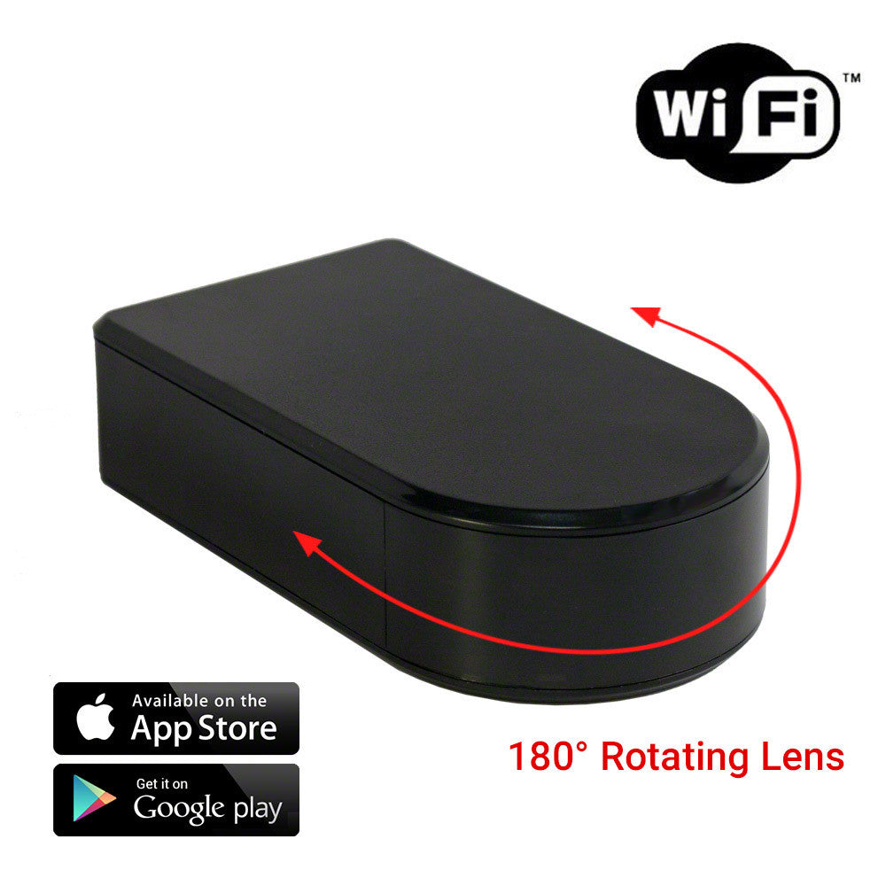 WiFi Black Box Hidden Camera Panoramic Rotatable Covert Lens Motion Activated