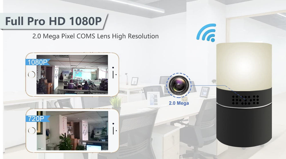 Wi-Fi Multi Color Lamp Hidden Nanny Camera IR Night Vision Motion Activated