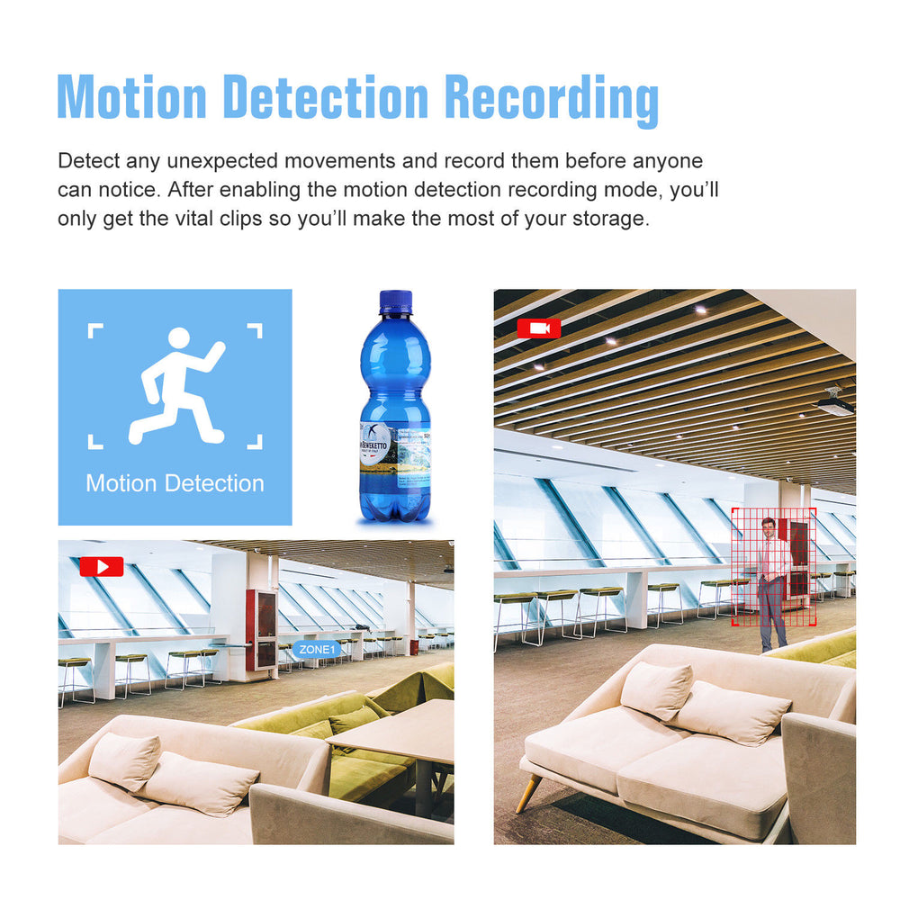 Water Bottle Spy Hidden Camera 1080P HD Motion Activated / 2-3 Hours