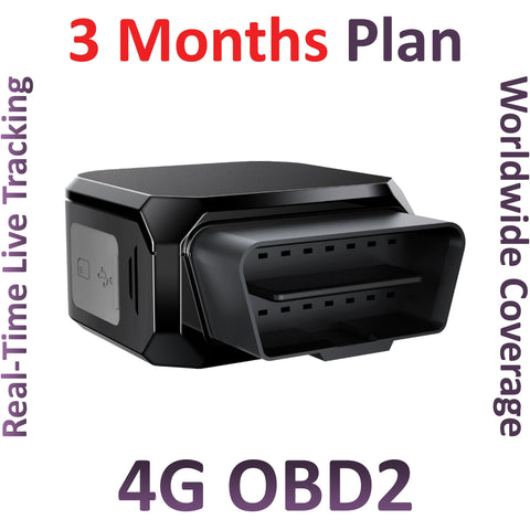 Plug-N-Play 4G (LTE) OBD2 Real-Time GPS Tracker + 3 Months Worldwide Plan