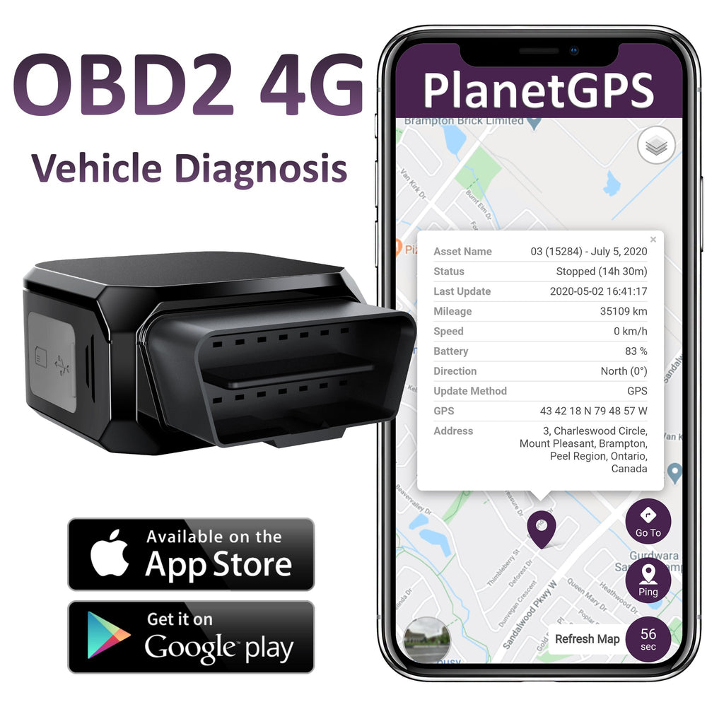Plug-N-Play 4G (LTE) OBD2 Real-Time GPS Tracker + 3 Months Worldwide Plan